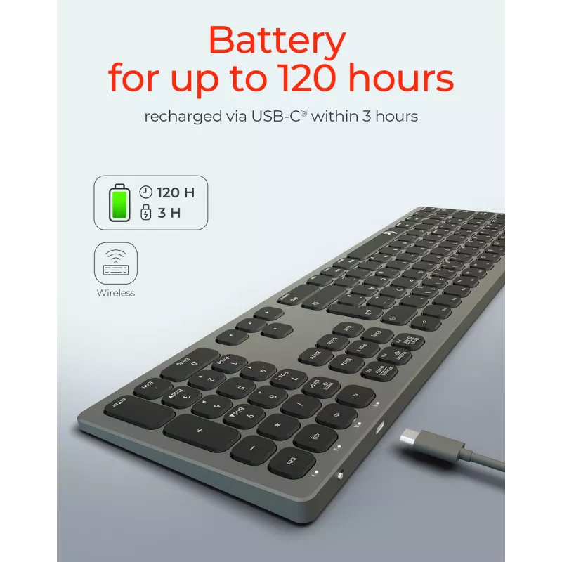 KeySonic KSK-8023BTRF (DE) Πληκτρολόγιο Universal Bluetooth QWERTZ Γερμανικό Ανθρακί, Μαύρο
