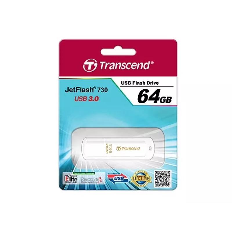 TRANSCEND Jetflash 730 - 64 GB USB stick - USB 3.0 - Λευκό
