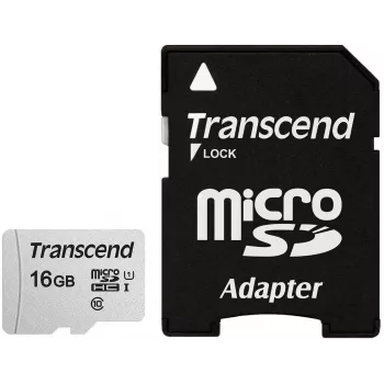 TRANSCEND κάρτα Micro SDHC 300S 16 GB UHS-I U1 με αντάπτορα