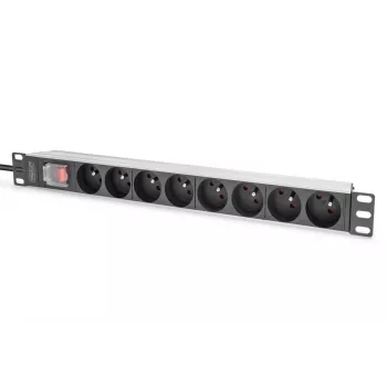 DIGITUS 1U αλουμινένιο PDU, rackmount, 8x CEE 7/5 ονομαστική ισχύς: 16A, 4000W, 250VAC 50/60Hz,