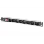 DIGITUS 1U αλουμινένιο PDU, rackmount, 8x CEE 7/5 ονομαστική ισχύς: 16A, 4000W, 250VAC 50/60Hz,