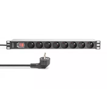 DIGITUS 1U αλουμινένιο PDU, rackmount, 8x CEE 7/5 ονομαστική ισχύς: 16A, 4000W, 250VAC 50/60Hz,