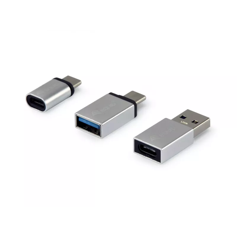 Equip Προσαρμογέας USB-C OTG, συσκευασία 3 τεμ., USB C, USB C, USB A, USB A, Micro-USB, USB C, Ασημί