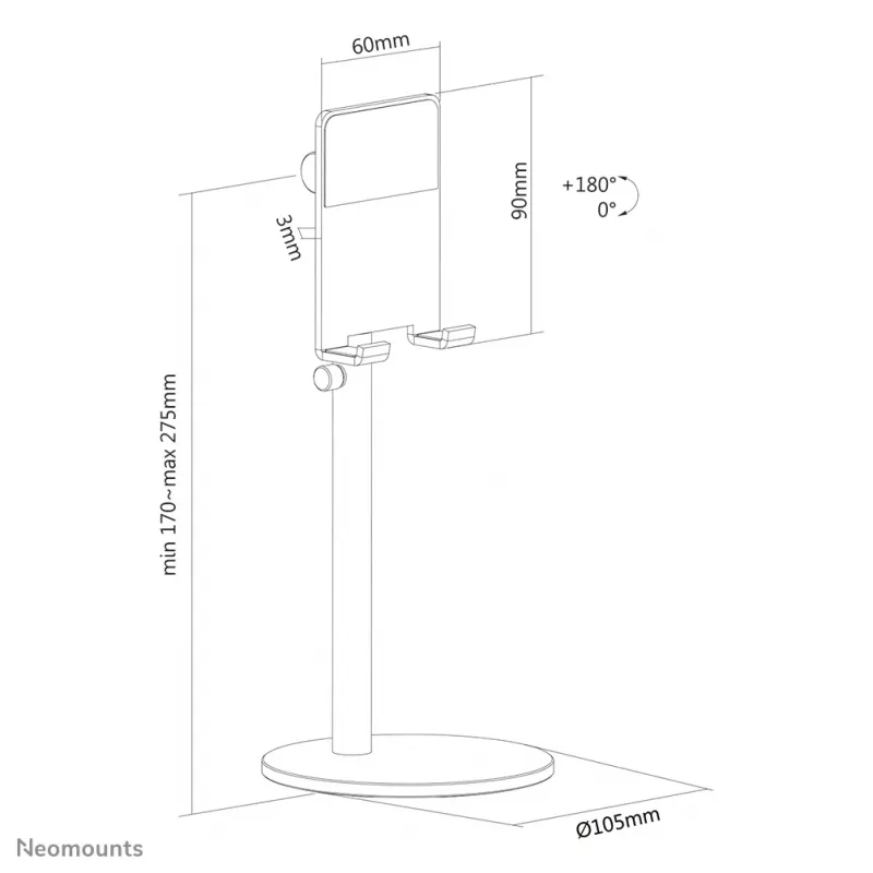 Neomounts DS10-200SL1 Βάση τηλεφώνου έως 7 inch - ρυθμιζόμενου ύψους - universal