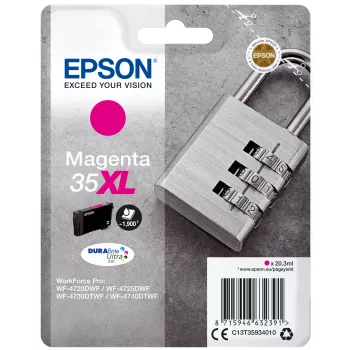 Epson Padlock μεμονωμένη συσκευασία ματζέντα 35XL DURABrite Ultra μελάνι, υψηλή (XL) απόδοση, ματζέντα, μελάνι pigment, 20,3 ml, 1 τεμάχιο, 1900 σελίδες