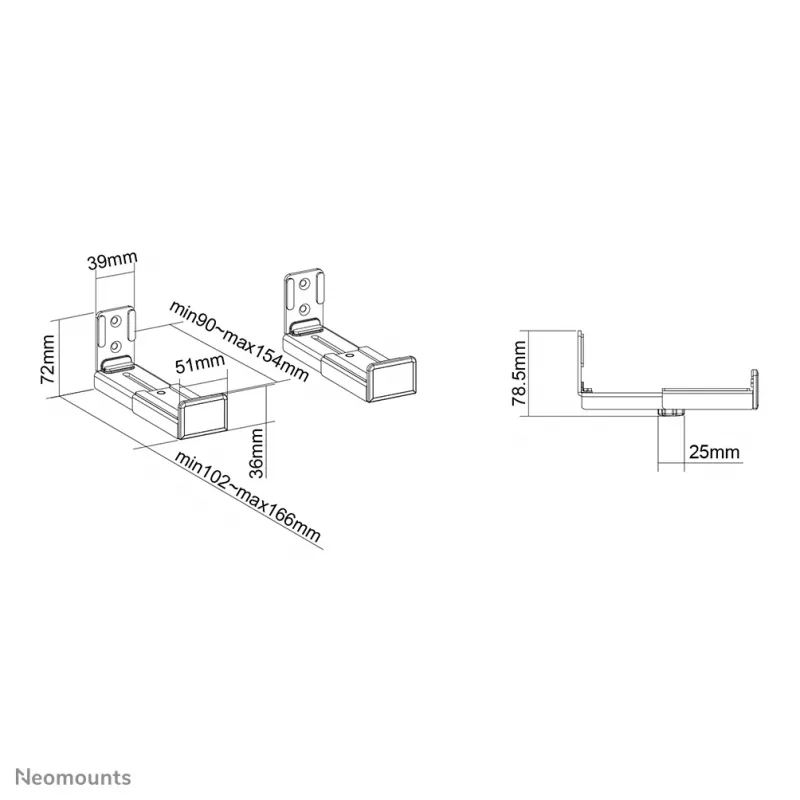 Neomounts AWL29-550BL1 Βάση Videobar/Soundbar Τοίχου – max. 15 kg – universal