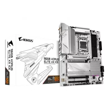 GIGABYTE B650 AORUS ELITE AX ICE μητρική - υποστηρίζει AMD Ryzen 9000 CPUs, 12+2+2 φάσεις ψηφιακό VRM, έως 8000 MHz DDR5 (OC), 1xPCIe 5.0 + 2xPCIe 4.0 M.2, Wi-Fi 6E, 2.5GbE LAN, USB 3.2 Gen 2x2