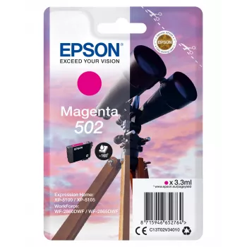Epson Ατομική συσκευασία Magenta 502 Μελάνι, Τυπική απόδοση, Magenta, Χρωστική μελάνη, 3,3 ml, 1 τεμ., 165 σελίδες
