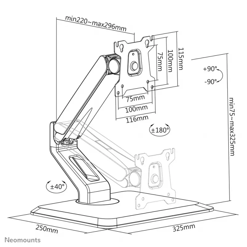 Neomounts FPMA-D885BLACK Βάση οθόνης 15-32 ίντσες - Γκάζι