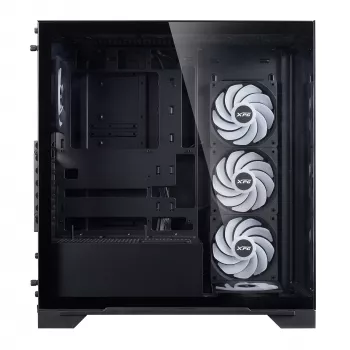 XPG Invader X BTF κουτί υπολογιστή Midi Tower, ATX/Micro-ATX/Mini-ITX, ψημένο γυαλί, 5 ανεμιστήρες ARGB 120 mm, USB-C, χωρίς τροφοδοτικό, μαύρο