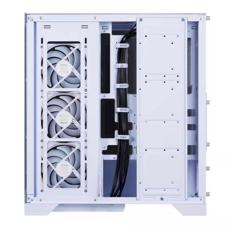 XPG Invader X BTF κουτί υπολογιστή Midi Tower, ATX/Micro-ATX/Mini-ITX, διαφανές πλαϊνό πάνελ, 5 ανεμιστήρες ARGB 120 mm, USB-C, χωρίς τροφοδοτικό, λευκό