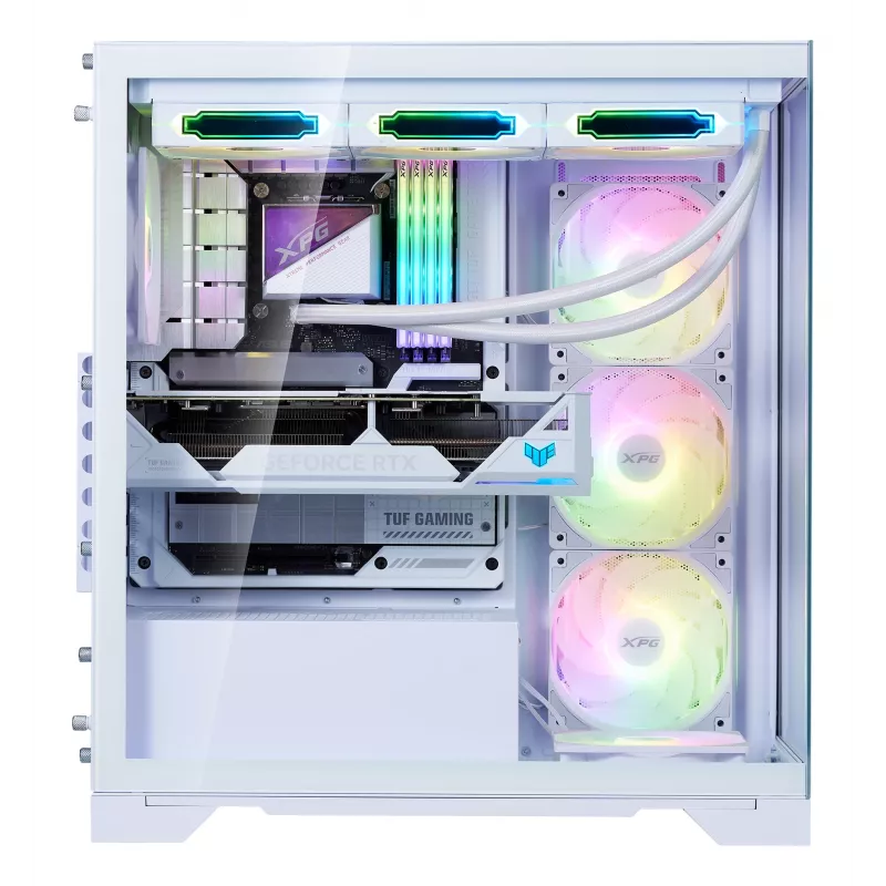 XPG Invader X BTF κουτί υπολογιστή Midi Tower, ATX/Micro-ATX/Mini-ITX, διαφανές πλαϊνό πάνελ, 5 ανεμιστήρες ARGB 120 mm, USB-C, χωρίς τροφοδοτικό, λευκό
