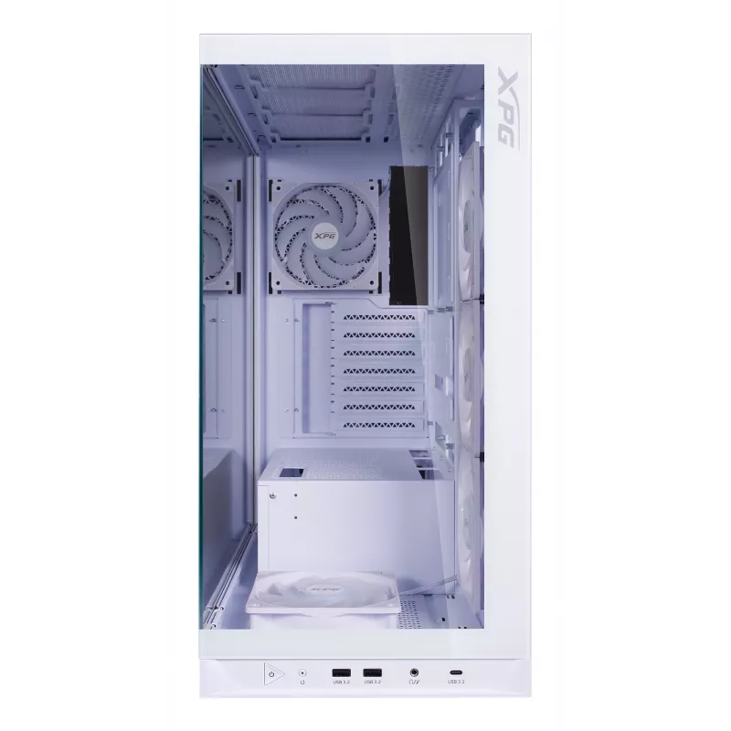 XPG Invader X BTF κουτί υπολογιστή Midi Tower, ATX/Micro-ATX/Mini-ITX, διαφανές πλαϊνό πάνελ, 5 ανεμιστήρες ARGB 120 mm, USB-C, χωρίς τροφοδοτικό, λευκό