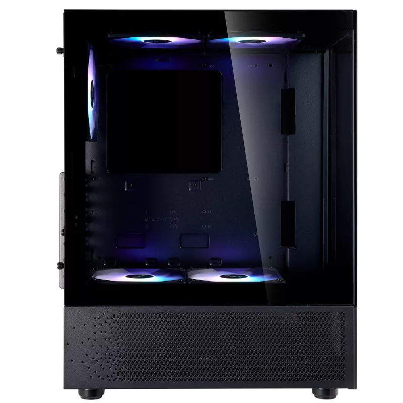 XPG Invader X Mini κουτί υπολογιστή Midi Tower, ATX/Micro-ATX/Mini-ITX, ψημένο γυαλί, 5 ανεμιστήρες ARGB 120 mm, USB-C, χωρίς τροφοδοτικό, μαύρο