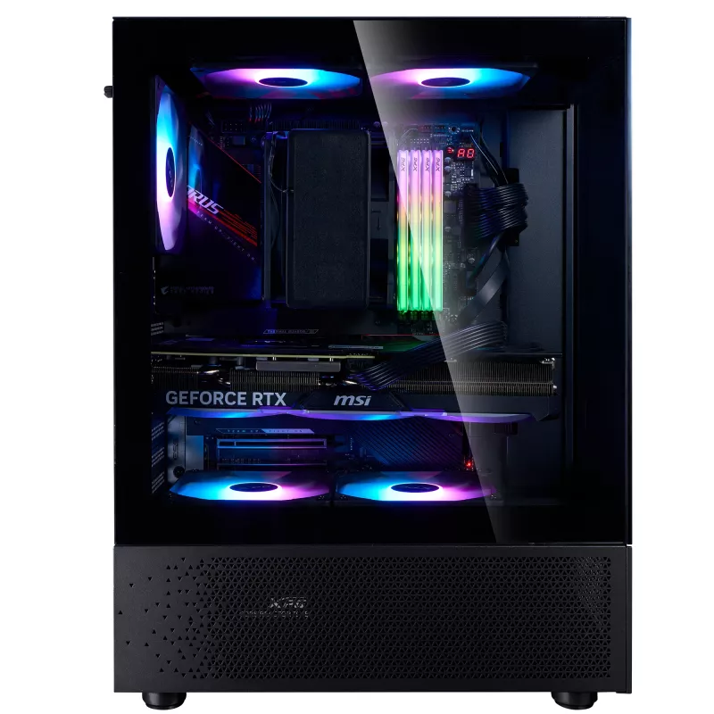 XPG Invader X Mini κουτί υπολογιστή Midi Tower, ATX/Micro-ATX/Mini-ITX, ψημένο γυαλί, 5 ανεμιστήρες ARGB 120 mm, USB-C, χωρίς τροφοδοτικό, μαύρο