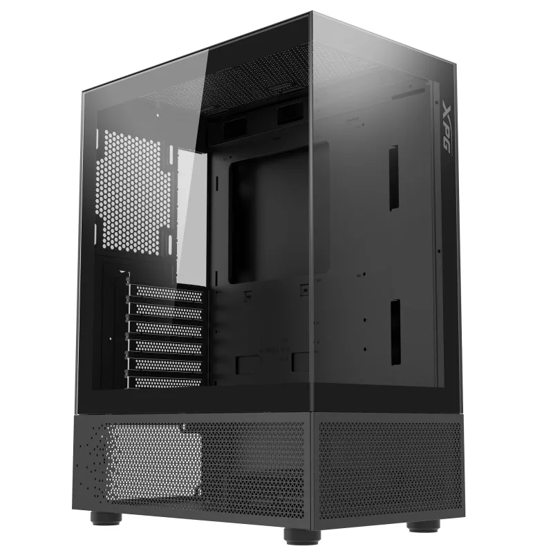 XPG Invader X Mini κουτί υπολογιστή Midi Tower, ATX/Micro-ATX/Mini-ITX, ψημένο γυαλί, 5 ανεμιστήρες ARGB 120 mm, USB-C, χωρίς τροφοδοτικό, μαύρο