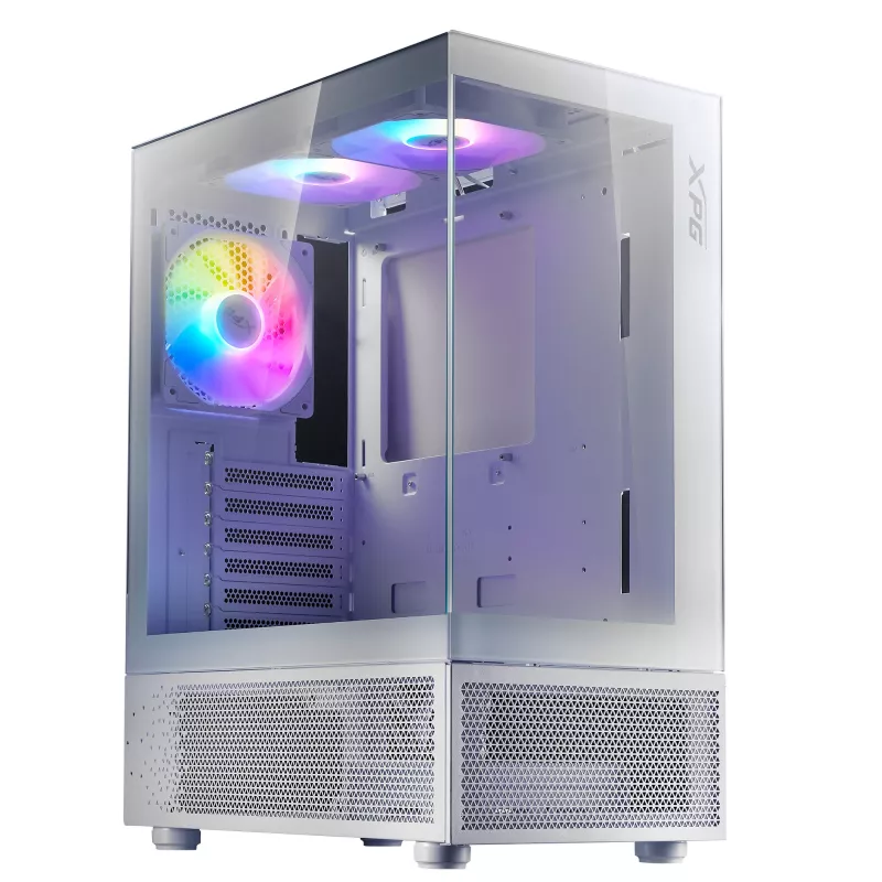 XPG Invader X Mini κουτί υπολογιστή Midi Tower, ATX/Micro-ATX/Mini-ITX, γυάλινα πάνελ, 5 ανεμιστήρες ARGB 120 mm, USB-C, χωρίς τροφοδοτικό, λευκό