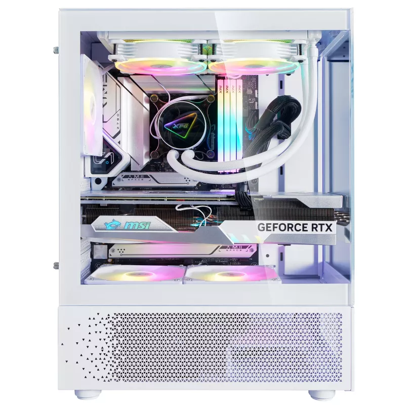 XPG Invader X Mini κουτί υπολογιστή Midi Tower, ATX/Micro-ATX/Mini-ITX, γυάλινα πάνελ, 5 ανεμιστήρες ARGB 120 mm, USB-C, χωρίς τροφοδοτικό, λευκό