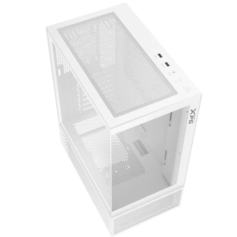 XPG Invader X Mini κουτί υπολογιστή Midi Tower, ATX/Micro-ATX/Mini-ITX, γυάλινα πάνελ, 5 ανεμιστήρες ARGB 120 mm, USB-C, χωρίς τροφοδοτικό, λευκό