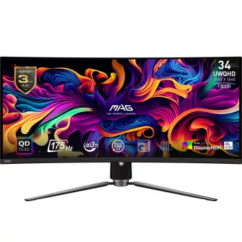 MSI MAG 341CQPDE QD-OLED Οθόνη υπολογιστή 86,4 cm (34 ίντσες) 3440 x 1440 Pixel UltraWide Quad HD Μαύρο