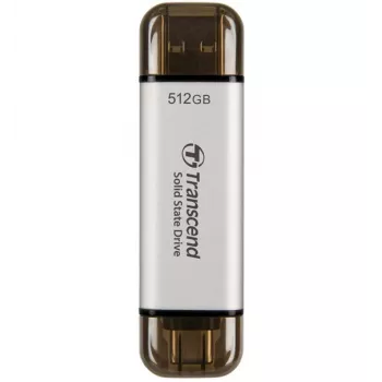 TRANSCEND Esd310c - 512GB φορητός SSD - USB Type-A / USB Type-C - ασημί