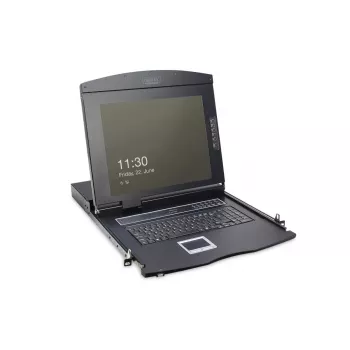 DIGITUS Modularized 43,2 cm (17 ίντσες) κονσόλα TFT με 8-Port-KVM, RAL 9005 μαύρο – Qwertz, US