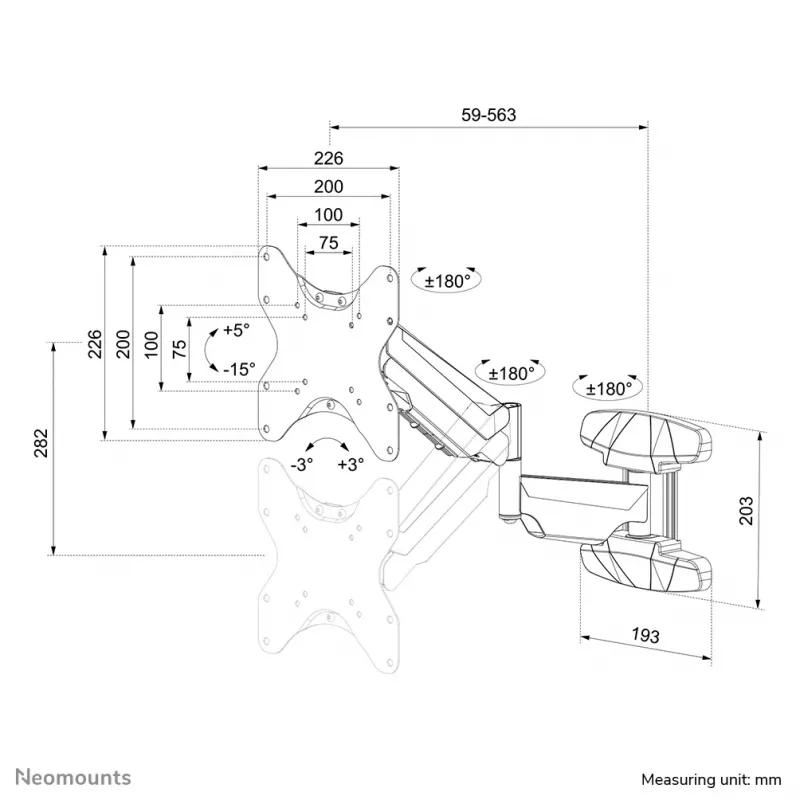 Neomounts βάση τοίχου TV WL70-550BL12 23-42 ίντσες 30 kg μαύρο