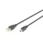 DIGITUS καλώδιο σύνδεσης USB 2.0, Type-A - Mini B (5 ακίδων) αρσενικό/αρσενικό, 3m, συμβατό με USB 2.0, μαύρο