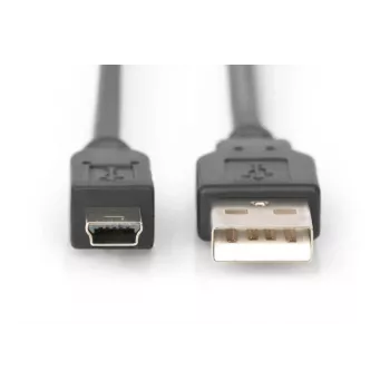 DIGITUS καλώδιο σύνδεσης USB 2.0, Type-A - Mini B (5 ακίδων) αρσενικό/αρσενικό, 3m, συμβατό με USB 2.0, μαύρο