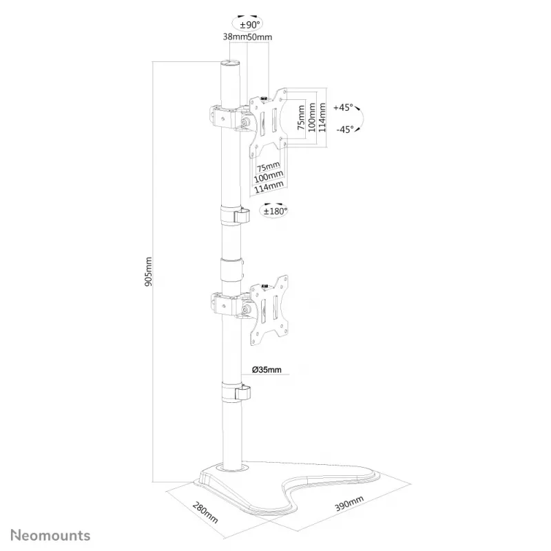 Neomounts FPMA-D550DDVBLACK βάση οθόνης 10-32 ίντσες - κάθετη τοποθέτηση