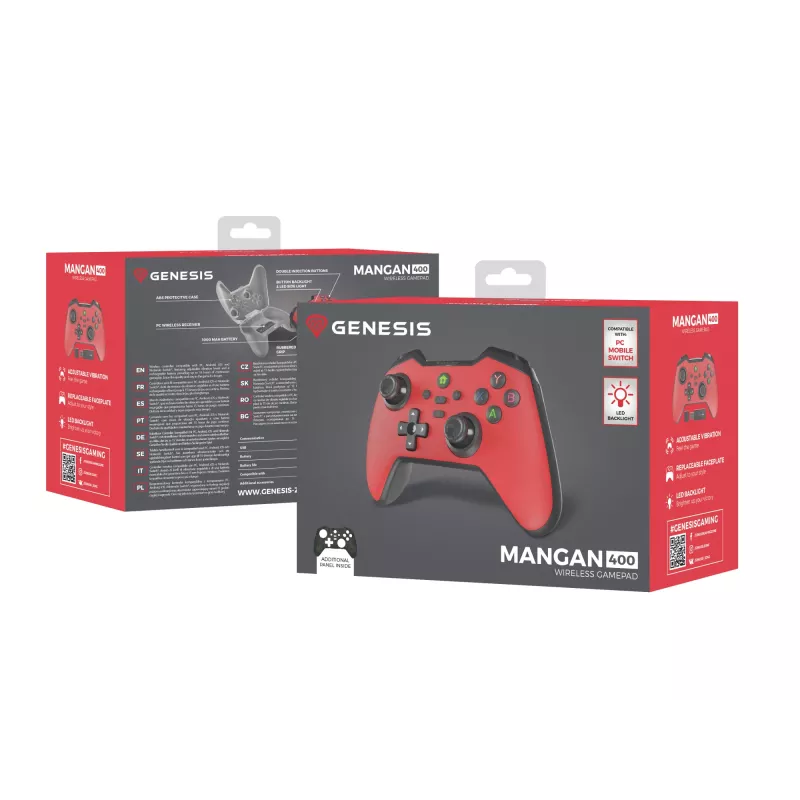 GENESIS Mangan 400 Red Bluetooth Gamepad Αναλογικό / Ψηφιακό Android, MAC, Nintendo Switch, PC, iOS