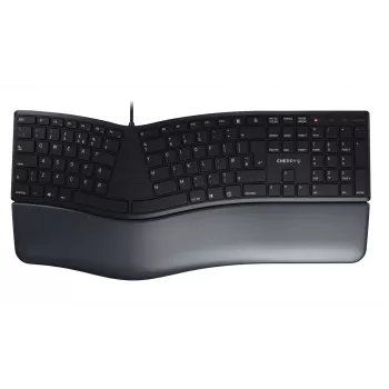 Ενσύρματο Εργονομικό Πληκτρολόγιο Full-Size Cherry KC 4500 ERGO Μαύρο USB QWERTY UK 109 Πλήκτρα Κυρτή Διάταξη Στήριγμα Καρπού 1,8 m Καλώδιο