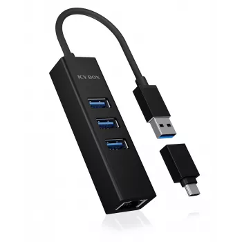 ICY BOX IB-HUB1419-LAN USB 3.2 Gen 1 (3.1 Gen 1) Type-A μαύρο