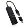 ICY BOX IB-HUB1419-LAN USB 3.2 Gen 1 (3.1 Gen 1) Type-A μαύρο