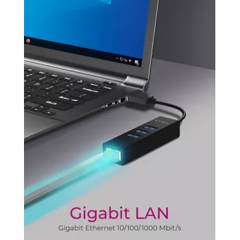 ICY BOX IB-HUB1419-LAN USB 3.2 Gen 1 (3.1 Gen 1) Type-A μαύρο