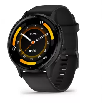 GARMIN INTERNATIONAL Venu 3 – στεφάνη από βουρτσισμένο ανοξείδωτο χάλυβα με μαύρη θήκη και λουράκι σιλικόνης – 45 mm