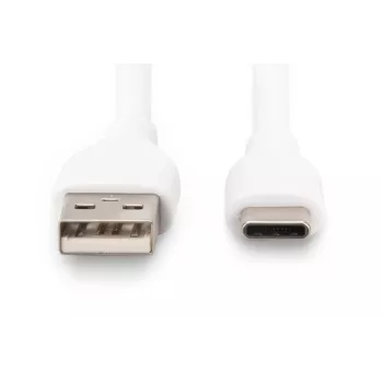 Καλώδιο φόρτισης σιλικόνης DIGITUS USB-C USB-A - USB-C USB 2.0 60W - 2m λευκό