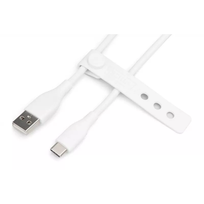 Καλώδιο φόρτισης σιλικόνης DIGITUS USB-C USB-A - USB-C USB 2.0 60W - 2m λευκό