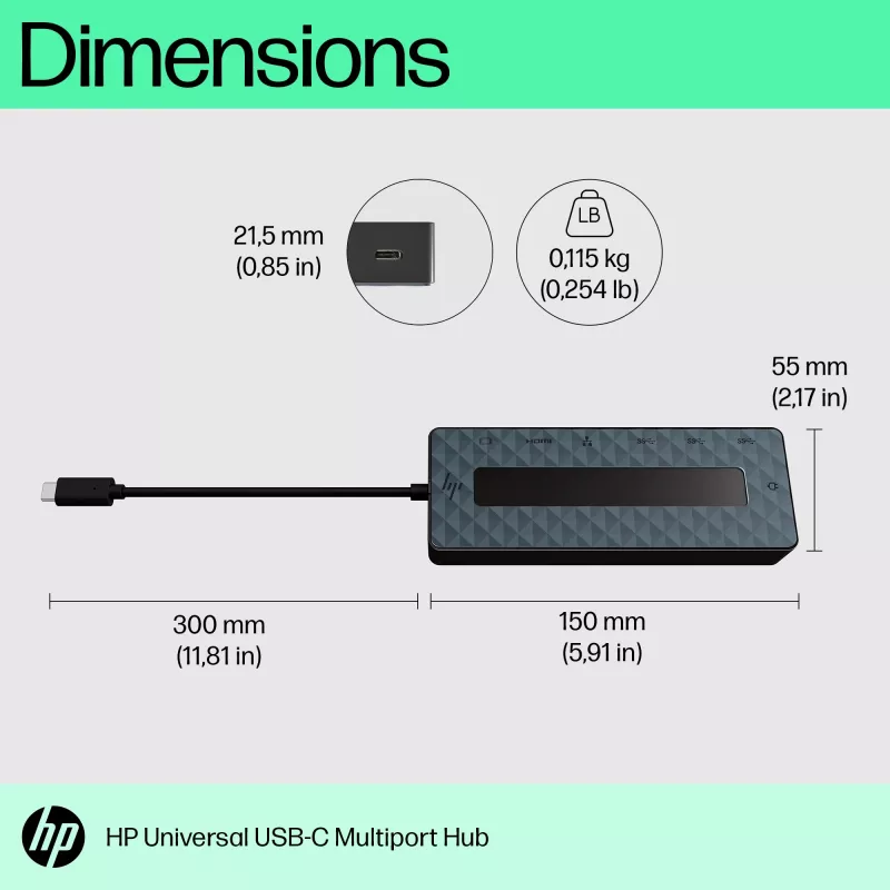 HP Universal USB-C Multiport Hub USB 3.2 Gen 1 Type-C μαύρο