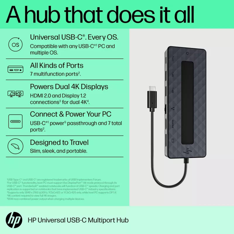 HP Universal USB-C Multiport Hub USB 3.2 Gen 1 Type-C μαύρο