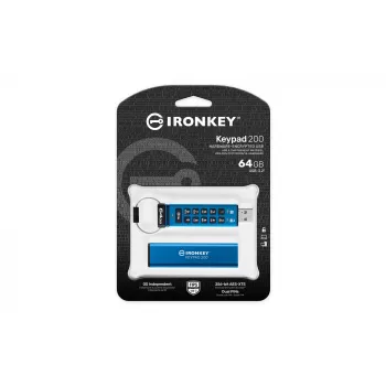 Kingston Technology IronKey 64GB Keypad 200, FIPS 140-3 Level 3, AES-256 κρυπτογράφηση υλικού