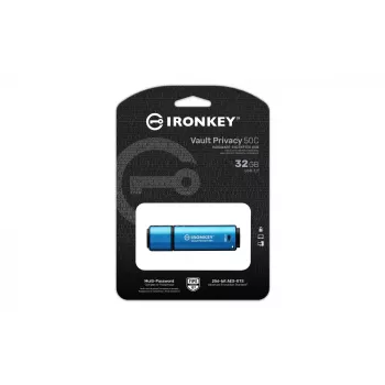 Kingston Technology IronKey 32GB USB-C Vault Privacy 50C με κρυπτογράφηση AES-256, FIPS 197