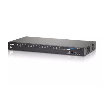 ATEN CS17916-AT-G διακόπτης KVM USB HDMI 16 θυρών με ήχο, διανομέας USB 2.0 2 θυρών, 1920x1200@60Hz, σύνδεση σε σειρά έως 256 υπολογιστές, μαύρος
