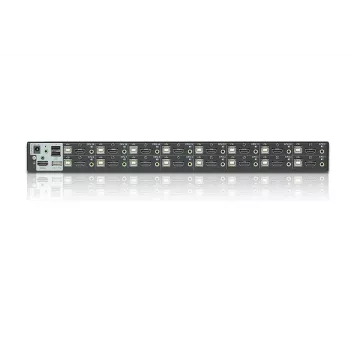 ATEN CS17916-AT-G διακόπτης KVM USB HDMI 16 θυρών με ήχο, διανομέας USB 2.0 2 θυρών, 1920x1200@60Hz, σύνδεση σε σειρά έως 256 υπολογιστές, μαύρος