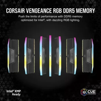 CORSAIR Μνήμη 32GB DDR5 (2x16GB) DRAM 6400MT/s CL32 Vengeance RGB Κιτ μνήμης - Μαύρο