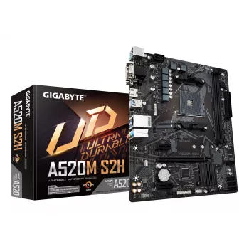 GIGABYTE A520M S2H Μητρική - Υποστηρίζει AMD Ryzen 5000 Σειρά AM4 CPUs, 4+3 Φάσεις Pure Digital VRM, έως 5100MHz DDR4 (OC), PCIe 3.0 x4 M.2, GbE LAN, USB 3.2 Gen 1