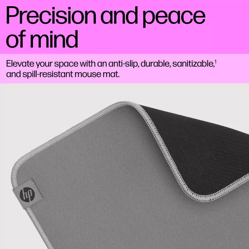 HP 100 Απολυμαντικό mousepad, Γκρι, Μονόχρωμο, Polyester, Λάστιχο