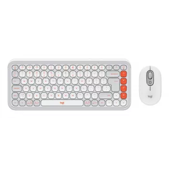 Logitech POP Icon Combo Πληκτρολόγιο Ποντίκι Universal Bluetooth QWERTY US International Πορτοκαλί Λευκό