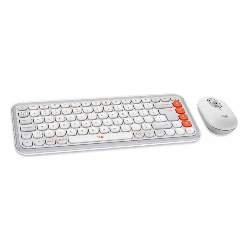 Logitech POP Icon Combo Πληκτρολόγιο Ποντίκι Universal Bluetooth QWERTY US International Πορτοκαλί Λευκό