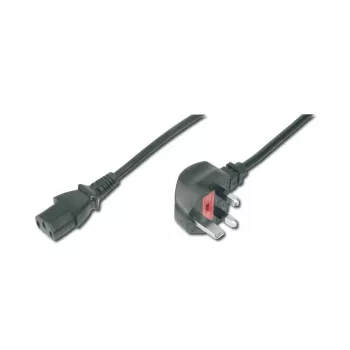 Καλώδιο τροφοδοσίας DIGITUS βύσμα UK 90° γωνιακό - C13 M/F 2m H05VV-F3G 1.00 qmm ασφάλεια 5A μαύρο